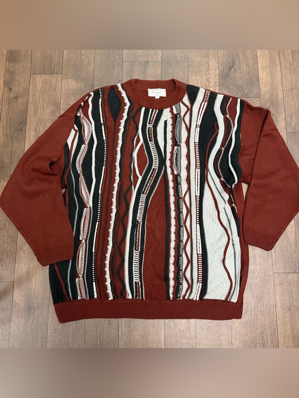 VTG Bergati Vintage Coogi Style Sweater Men’s size 2XL Hip Hop textured 90s y2k